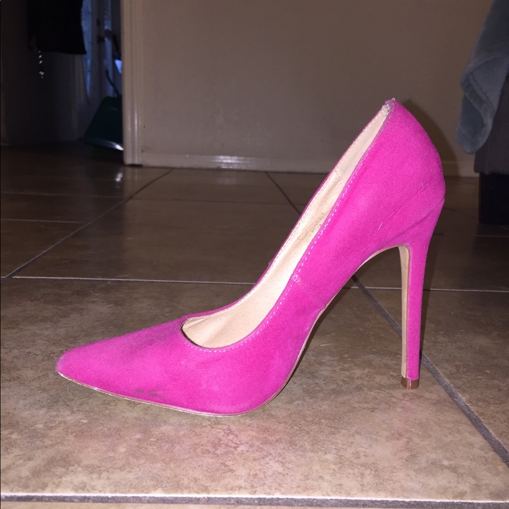 Bright pink pumps